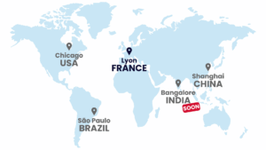 Acnis international, BCS dental alloys, Aerometals and alloys are located in four contents: in North America (Chicago USA), in South America (Brazil), in Europe (France), in Asia (Inida and China)